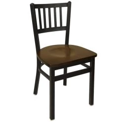 BFM Seating Troy Sand Black Metal Side Chair With Walnut Seat