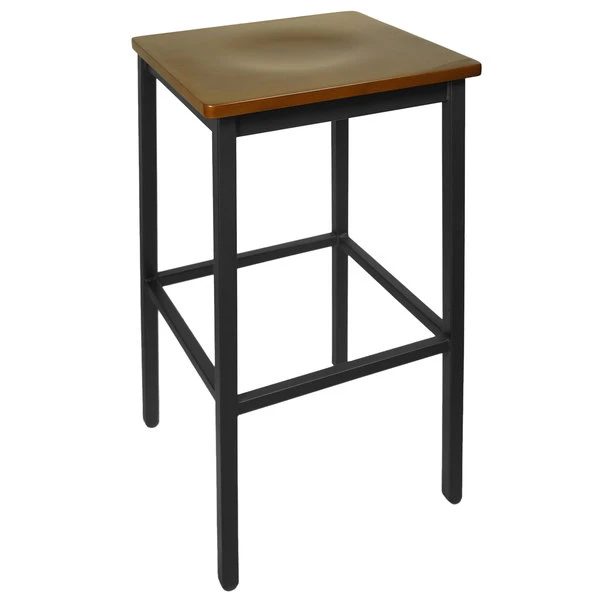 BFM Seating Trent Sand Black Metal Barstool With Walnut Wood Seat 1 BFM Seating Trent Sand Black Metal Barstool With Walnut Wood Seat