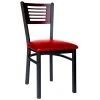 BFM Seating Espy Sand Black Metal Side Chair With Mahogany Wooden Back And 2" Red Vinyl Seat