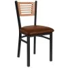 BFM Seating Espy Sand Black Metal Side Chair With Cherry Wooden Back And 2" Light Brown Vinyl Seat
