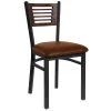 BFM Seating Espy Sand Black Metal Side Chair With Walnut Wooden Back And 2" Light Brown Vinyl Seat