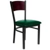 BFM Seating Dale Sand Black Metal Side Chair With Mahogany Finish Wooden Back And 2" Green Vinyl Seat