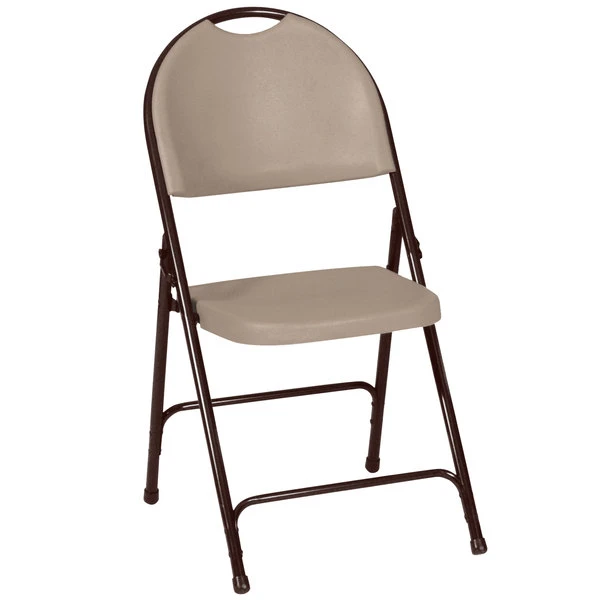 Correll 24 Tan With Brown Frame Plastic Molded Folding Chair 1 Correll 24 Tan With Brown Frame Plastic Molded Folding Chair