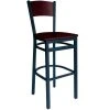 BFM Seating Dale Sand Black Metal Bar Height Chair With Mahogany Finish Wooden Back And Seat
