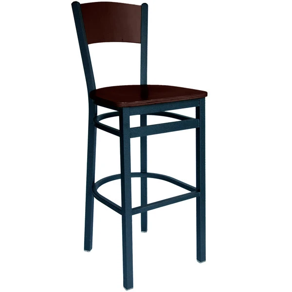 BFM Seating Dale Sand Black Metal Bar Height Chair With Walnut Finish Wooden Back And Seat 1 BFM Seating Dale Sand Black Metal Bar Height Chair With Walnut Finish Wooden Back And Seat