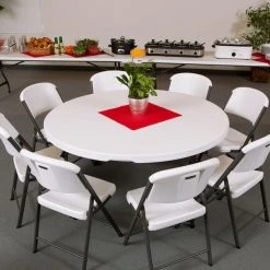 Lifetime Round Folding Table, 60" Plastic, White Granite - 80301 8 Lifetime Round Folding Table, 60" Plastic, White Granite - 80301 -Zown Shop 800060