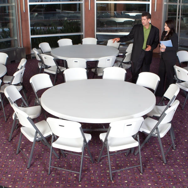 Lifetime Round Folding Table, 72" Plastic, White Granite - 4/Pack 3 Lifetime Round Folding Table, 72" Plastic, White Granite - 4/Pack - Image 3