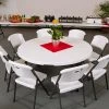Lifetime Round Folding Table, 60" Plastic, White Granite - 4/Pack