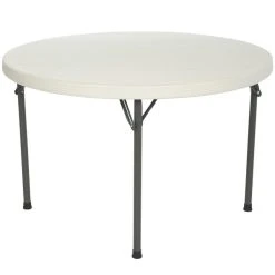 Lifetime Round Folding Table, 46" Plastic, Almond - 2968