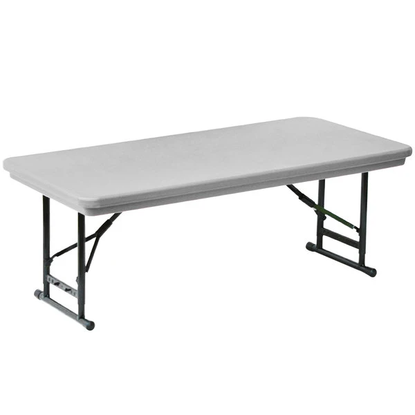 Correll Adjustable Height Folding Table, 30" X 72" Plastic, Gray - Short Legs - R-Series 1 Correll Adjustable Height Folding Table, 30" X 72" Plastic, Gray - Short Legs - R-Series