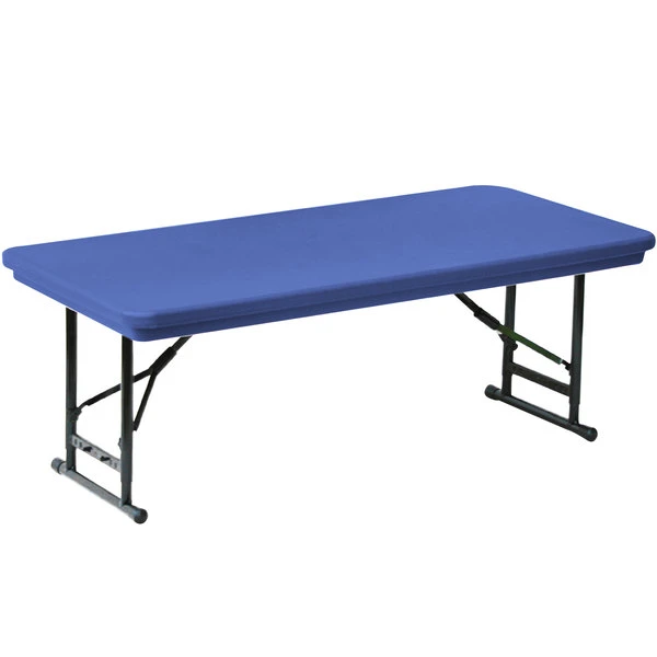 Correll Folding Table With Seminar Legs , 24" X 48" Plastic Adjustable Height, Blue - R-Series 1 Correll Folding Table With Seminar Legs , 24" X 48" Plastic Adjustable Height, Blue - R-Series