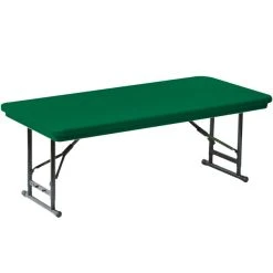 Correll Folding Table With Seminar Legs, 24" X 48" Plastic Adjustable Height, Green - R-Series