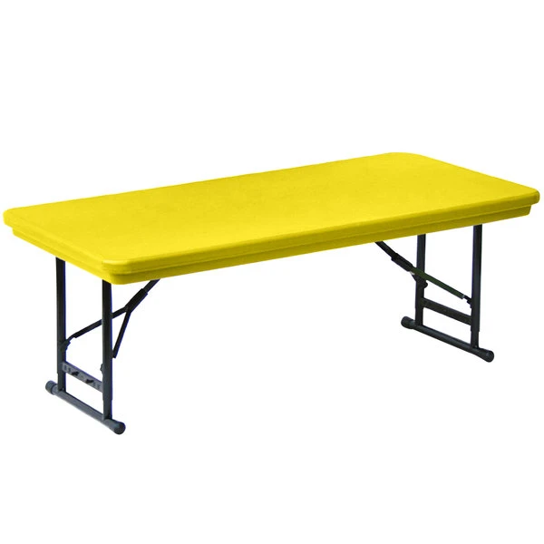 Correll Adjustable Height Folding Table, 30" X 72" Plastic, Yellow - Short Legs - R-Series 1 Correll Adjustable Height Folding Table, 30" X 72" Plastic, Yellow - Short Legs - R-Series