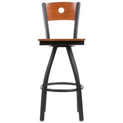 BFM Seating Darby Sand Black Metal Bar Height Chair With Cherry Wooden Back And Swivel Seat 5 BFM Seating Darby Sand Black Metal Bar Height Chair With Cherry Wooden Back And Swivel Seat -Zown Shop 816664