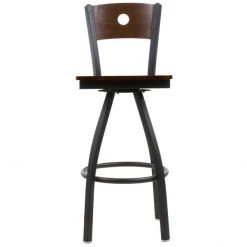 BFM Seating Darby Sand Black Metal Bar Height Chair With Walnut Wooden Back And Swivel Seat 5 BFM Seating Darby Sand Black Metal Bar Height Chair With Walnut Wooden Back And Swivel Seat -Zown Shop 817938
