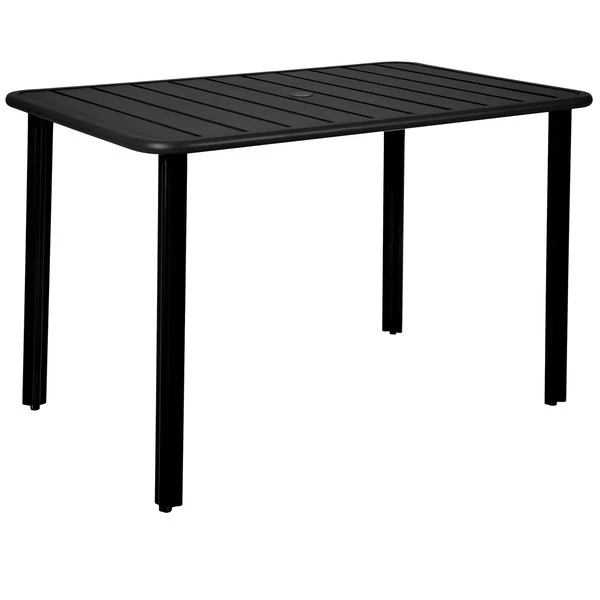 BFM Seating Vista 32" X 48" Rectangular Black Aluminum Outdoor / Indoor Standard Height Table With Umbrella Hole 1 BFM Seating Vista 32" X 48" Rectangular Black Aluminum Outdoor / Indoor Standard Height Table With Umbrella Hole