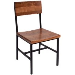 BFM Seating Memphis Sand Black Steel Side Chair With Autumn Ash Wooden Back And Seat