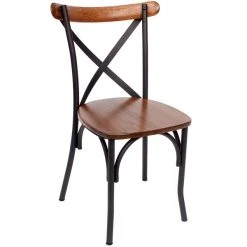 BFM Seating Henry Sand Black Steel Side Chair With Autumn Ash Wooden Back And Seat