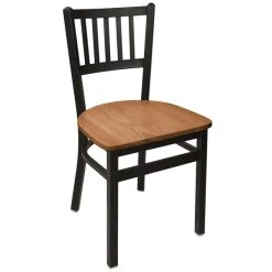 BFM Seating Troy Sand Black Steel Side Chair With Autumn Ash Wooden Seat