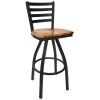 BFM Seating Lima Sand Black Steel Bar Height Chair With Autumn Ash Wooden Swivel Seat