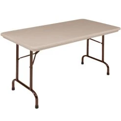 Correll Folding Table, 24" X 48" Tamper-Resistant Plastic, Mocha Granite