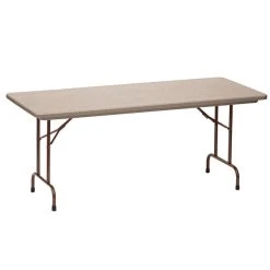 Correll Folding Table, 30" X 72" Tamper-Resistant Plastic, Mocha Granite